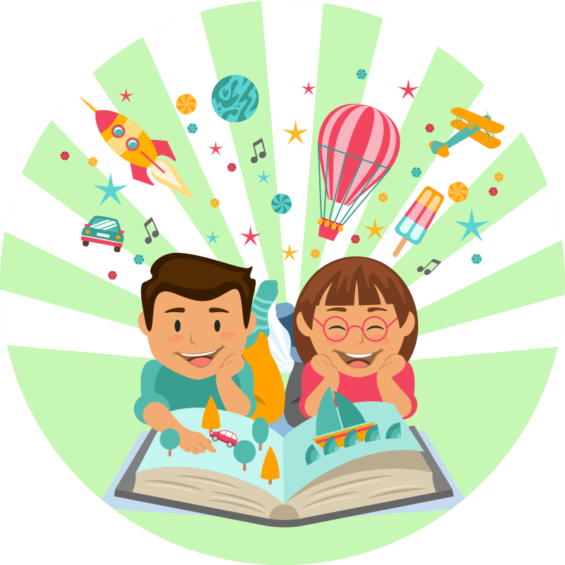 子供 ビニールマット 想像力豊かな読書 - TENSTICKERS