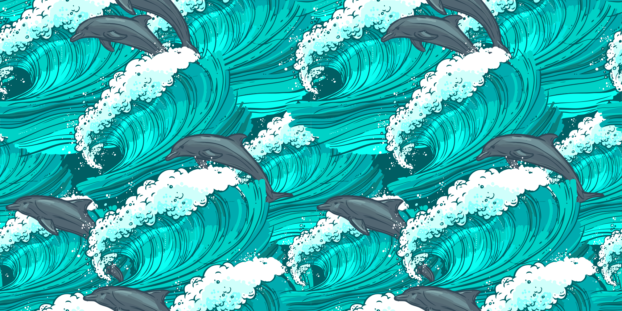 動物 ビニールマット イルカの波のモチーフ - TENSTICKERS