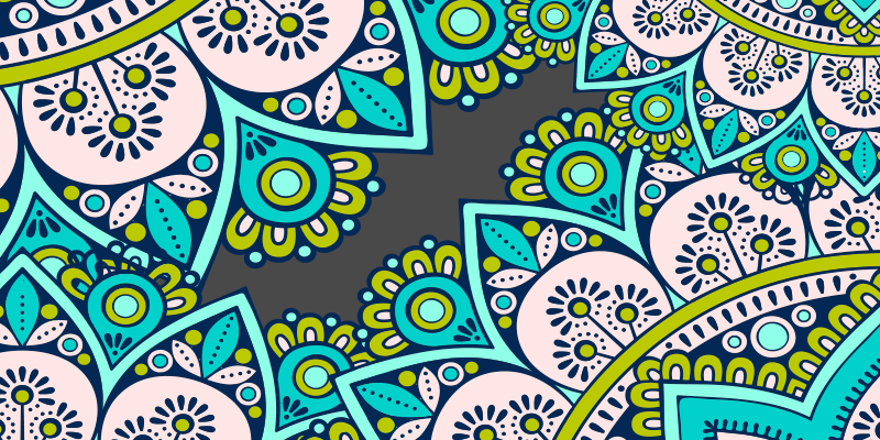 マンダラ ビニールマット 鮮やかな植物模様 - TENSTICKERS