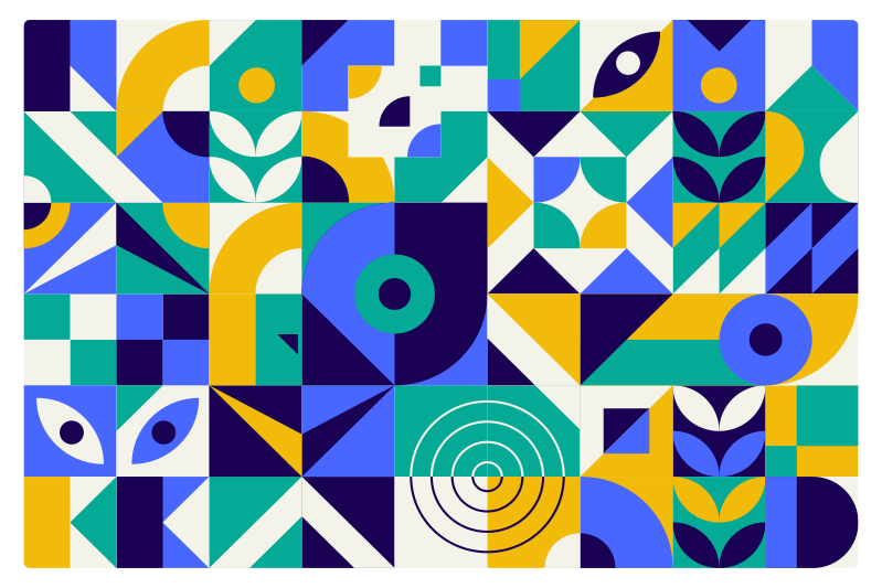 モダンなカラフルなパターンモダンなラグ - TENSTICKERS