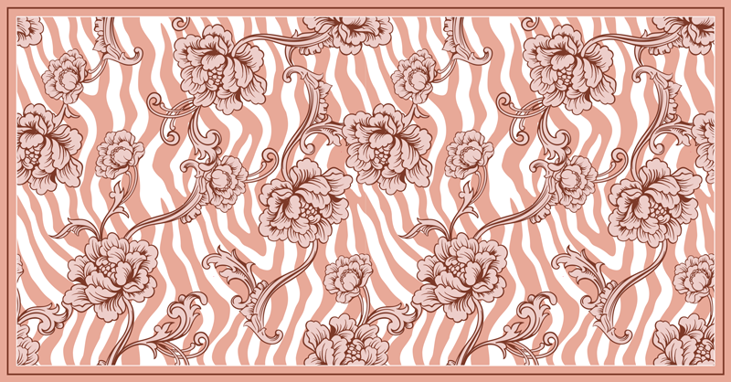 寝室 ビニールマット ゼブラフローラルフュージョン - TENSTICKERS