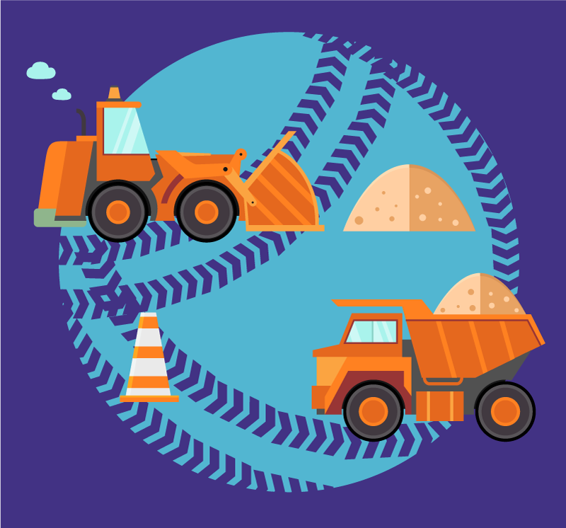 青いトラックの子供たちのビニールの敷物を読み込んでいます - TENSTICKERS