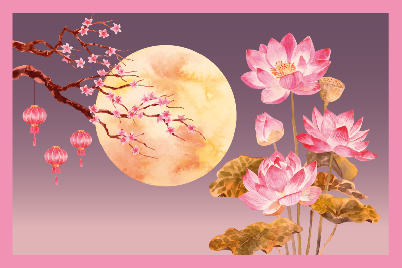 花と植物の壁画 花の月明かり - TENSTICKERS