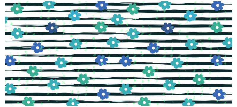 キッチン マット ビニール 花柄ストライプデザイン - TENSTICKERS