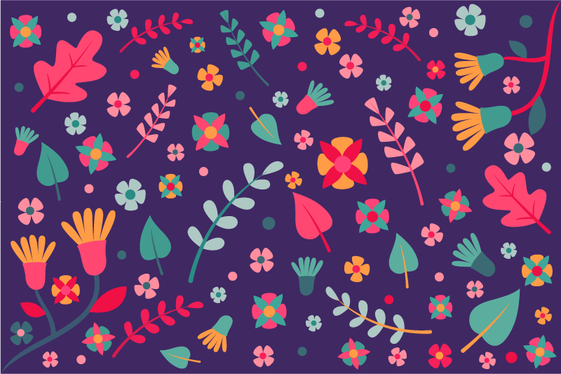 花柄の水玉模様のビニールラグ - TENSTICKERS