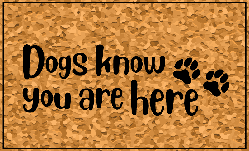 フレーズ ビニールマット 犬は訪問者を歓迎する - TENSTICKERS