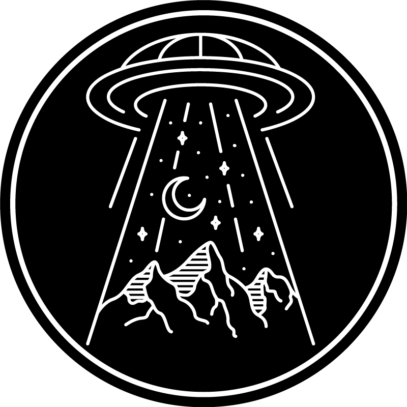 十代のビニールの敷物を描くufo - TENSTICKERS