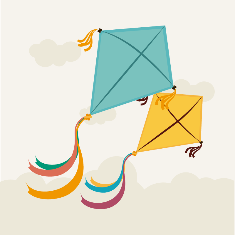 子供 ビニールマット 凧揚げのイラスト - TENSTICKERS