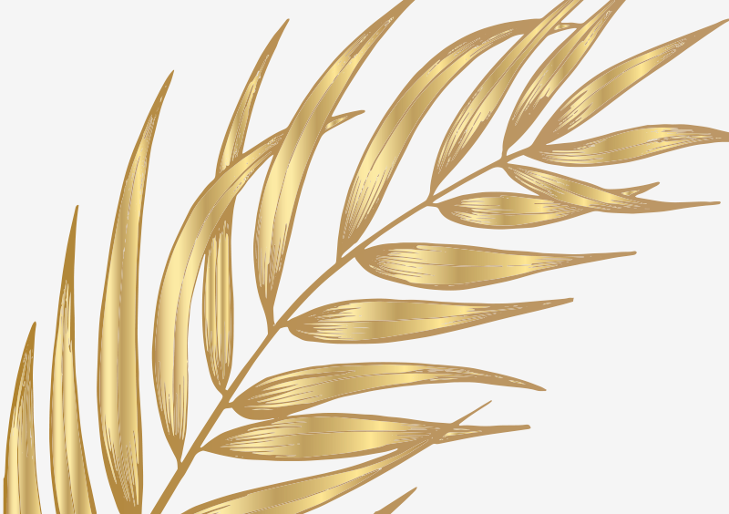 ゴールドのヤシの葉の花の敷物 - TENSTICKERS