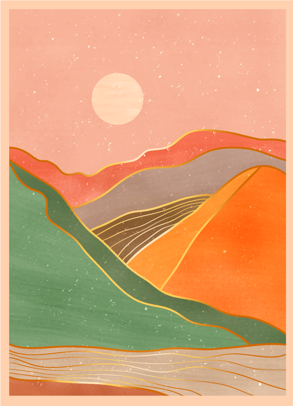 現代のビニールマット抽象的な山の風景 - TENSTICKERS