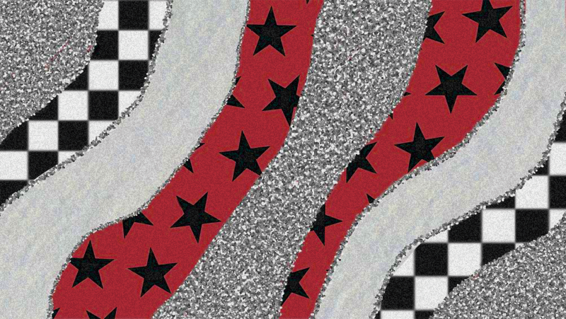 その他のテクスチャーの壁画星空の赤い波 - TENSTICKERS