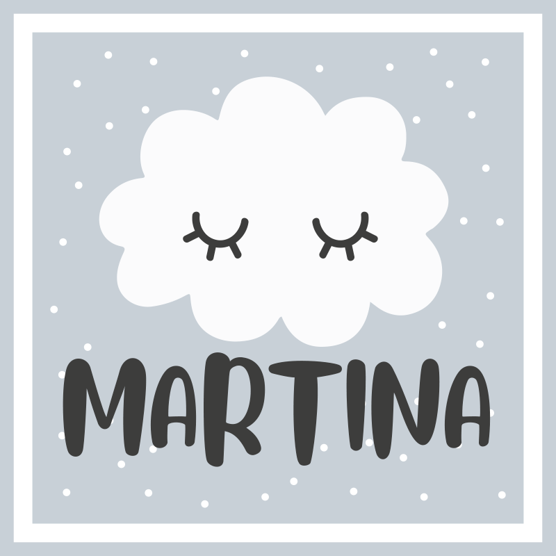 保育園 ビニールマット グレーの雲と名前入り - TENSTICKERS