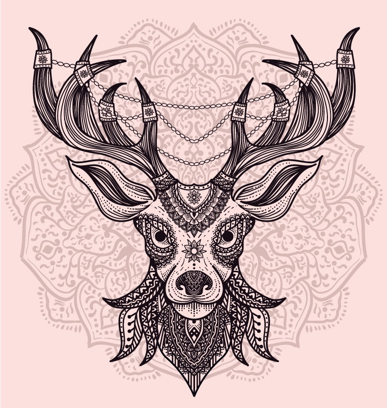 動物 ビニールマット グレーのシカ模様 - TENSTICKERS