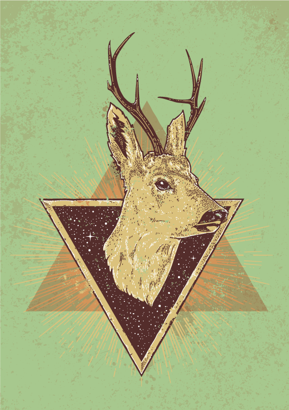 動物 ビニールマット スタイライズドディアヘッド - TENSTICKERS