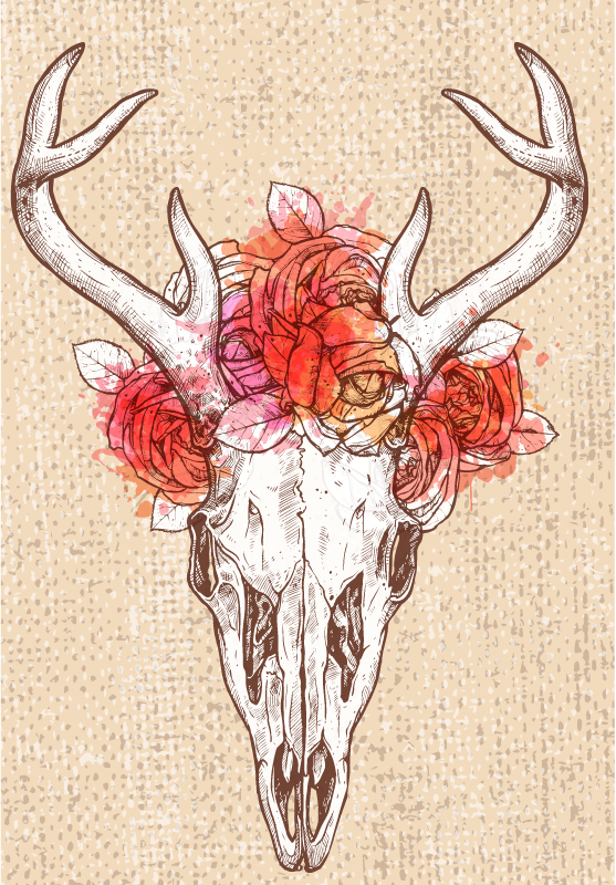 動物 ビニールマット 骨の花飾り - TENSTICKERS