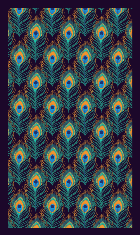 寝室 ビニールマット 孔雀の羽模様 - TENSTICKERS