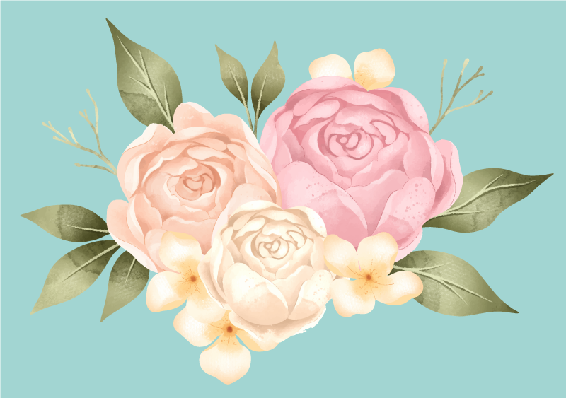 花と植物の壁画植物の構成 - TENSTICKERS