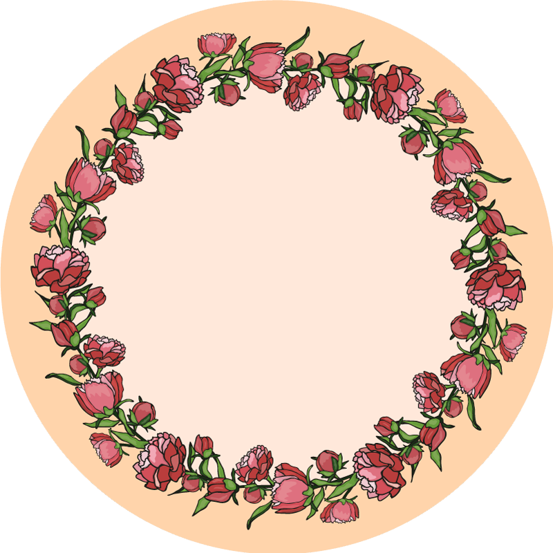 花と植物の壁画フローラルサーキュラーアクセント - TENSTICKERS