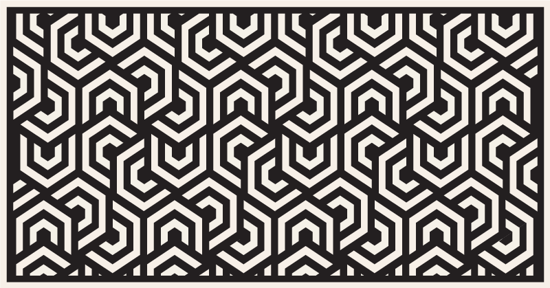 幾何学的なビニールマット白黒の六角形 - TENSTICKERS