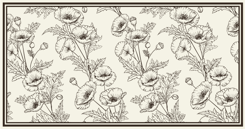 咲くポピーフローラルラグ - TENSTICKERS