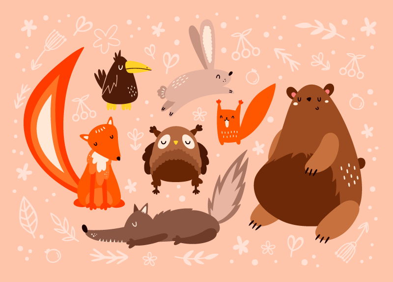 保育園 ビニールマット 愛らしい動物たち - TENSTICKERS