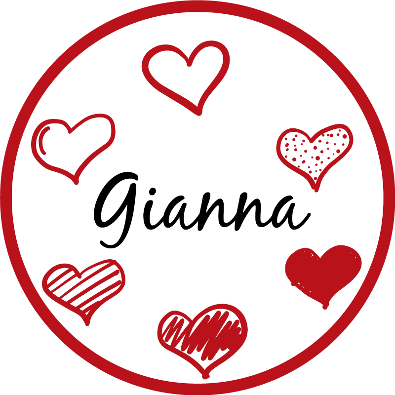 十代の若者たち ビニルマット 赤いハートと名前 - TENSTICKERS