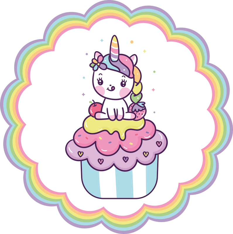 子供 ビニールマット カップケーキのユニコーン - TENSTICKERS