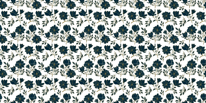 青い花柄タイルカーペット - TENSTICKERS