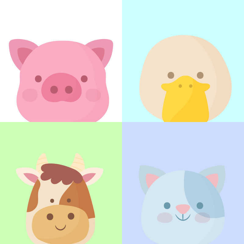子供 ビニールマット 可愛い動物の顔 - TENSTICKERS