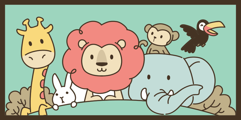 壁画 モアチルドレン ジャングルの友達動物 - TENSTICKERS