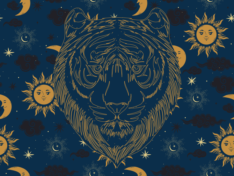 動物柄 ビニール マット 虎と太陽 - TENSTICKERS