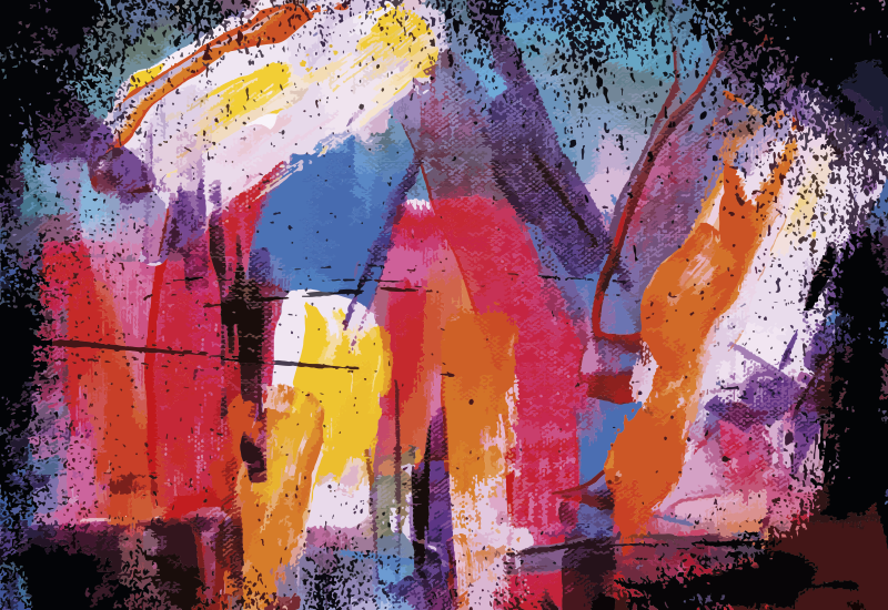 現代のビニールマット 鮮やかな抽象的なスプラッシュ - TENSTICKERS