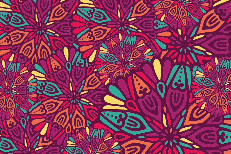 マンダラ ビニールマット 鮮やかな紫の模様 - TENSTICKERS