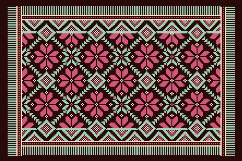 リビングルーム ビニールマット 北欧の花のインスピレーション - TENSTICKERS