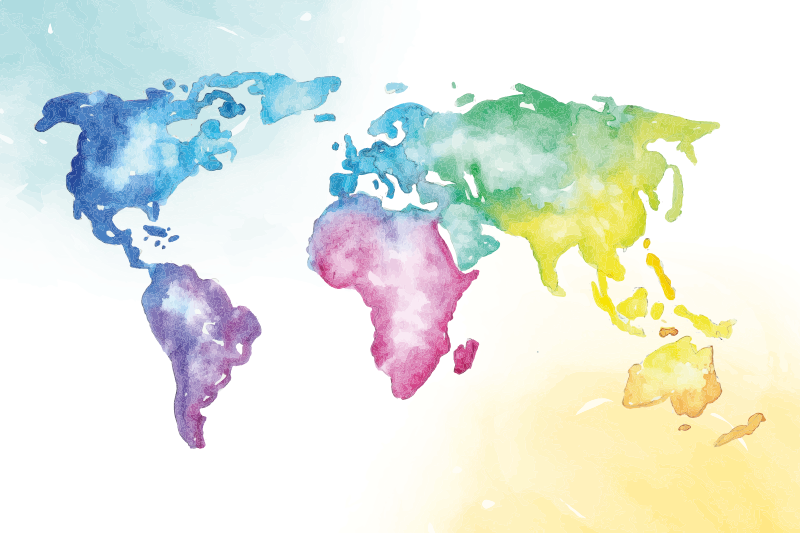 世界地図 ビニールマット 鮮やかなグローバルマップ - TENSTICKERS