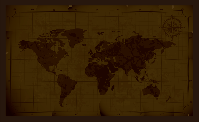 世界地図 ビニールマット アンティークブラウンデザイン - TENSTICKERS