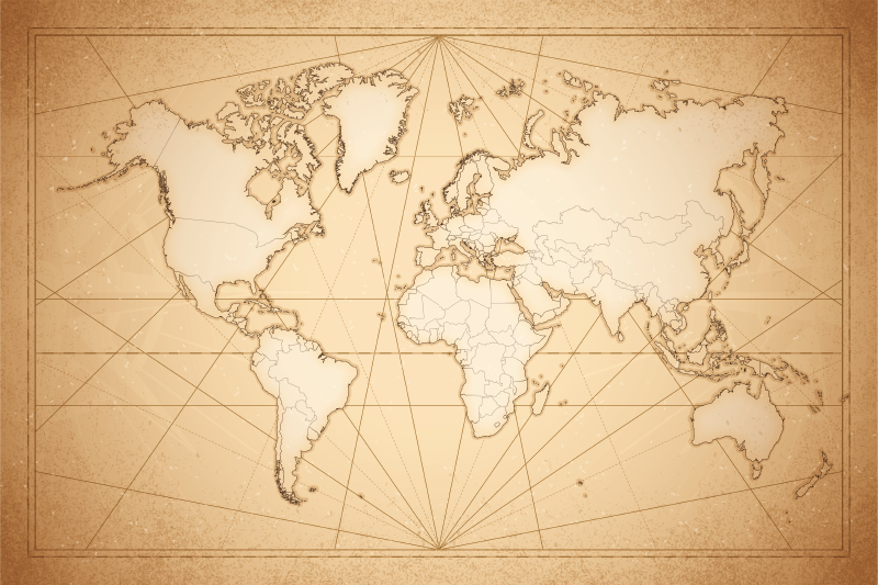 19世紀の世界地図の敷物 - TENSTICKERS