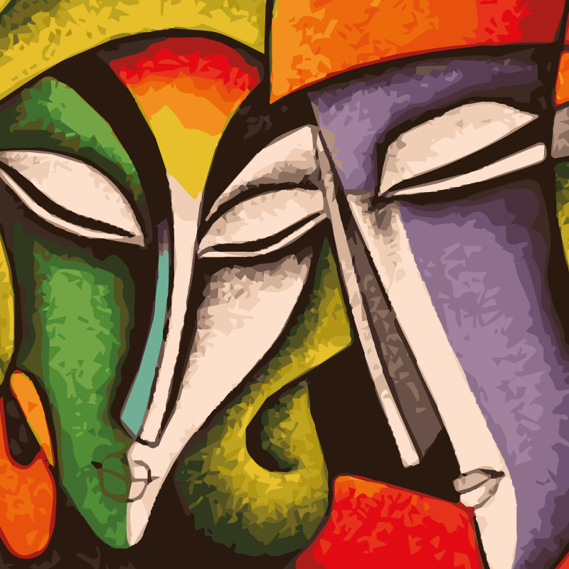 寝室 ビニールマット 鮮やかな抽象ポートレート - TENSTICKERS