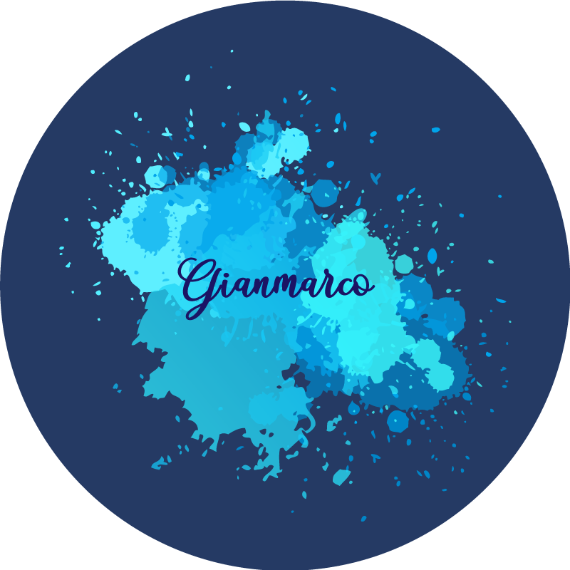 十代の若者たち ビニルマット 名前入りの鮮やかな青 - TENSTICKERS