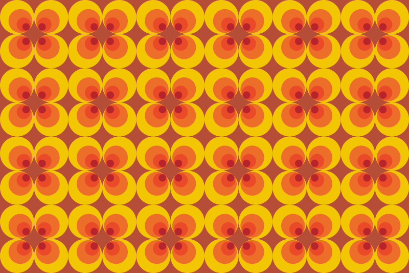 70年代のレトロな円の幾何学的な敷物 - TENSTICKERS