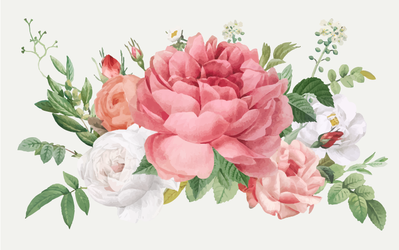 花とバラ花柄ビニールラグ - TENSTICKERS