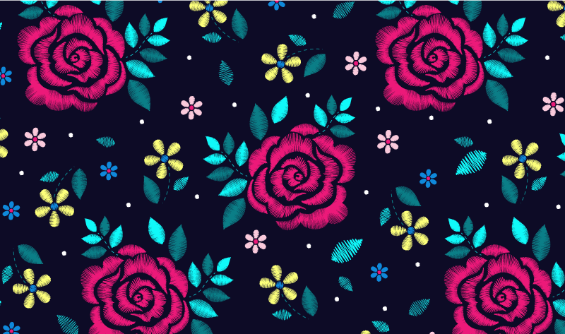 花と植物の壁画 鮮やかな花のモチーフ - TENSTICKERS