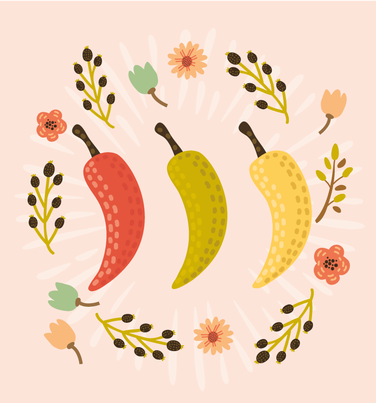 キッチン マット ビニール カラフルな唐辛子 - TENSTICKERS