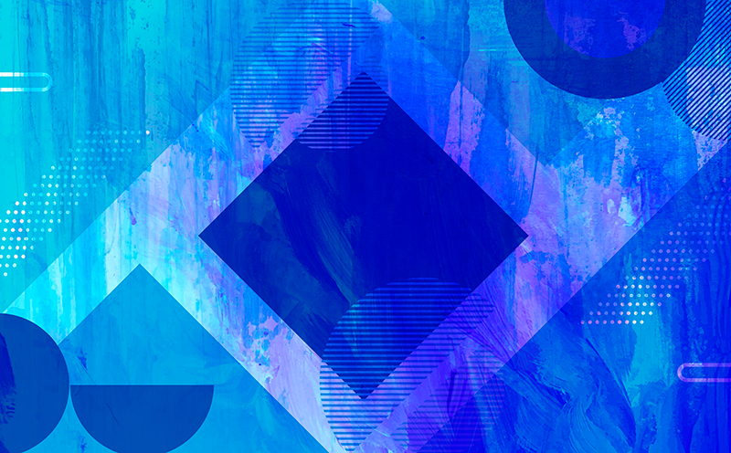 ミニマリスト ビニールマット 青い幾何学模様 - TENSTICKERS