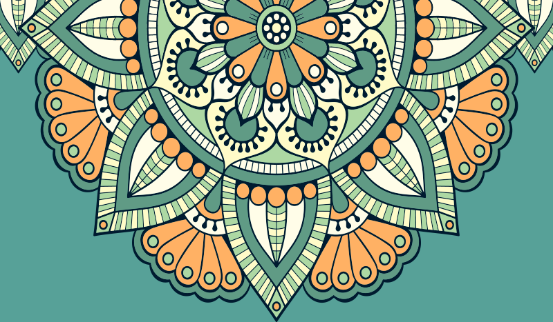 マンダラ ビニールマット 半分花柄デザイン - TENSTICKERS