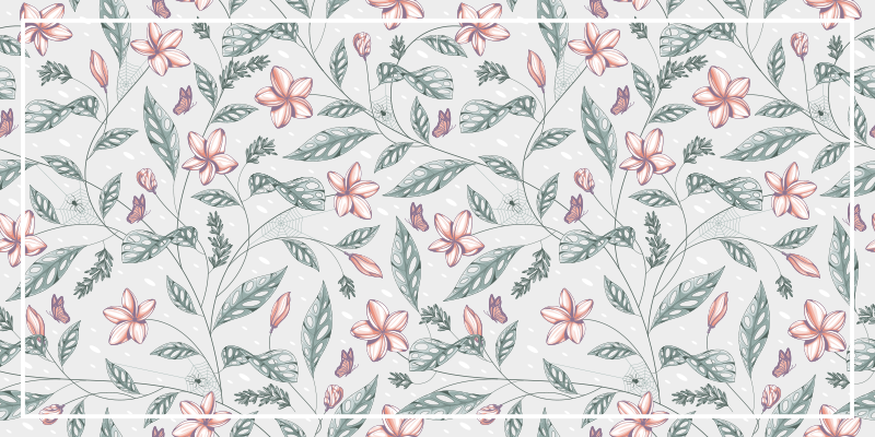 花と植物の壁画 フローラルグリーンリーパターン - TENSTICKERS