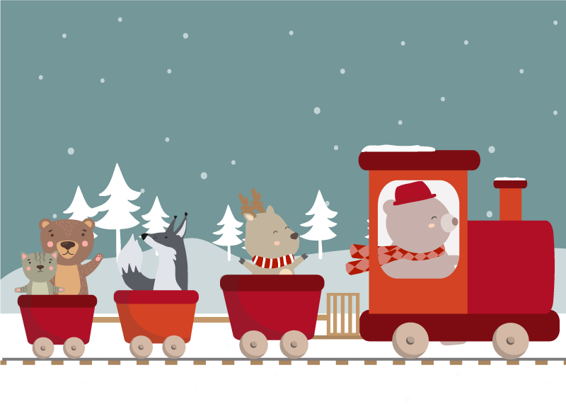 壁画 モアチルドレン 動物列車の冒険 - TENSTICKERS