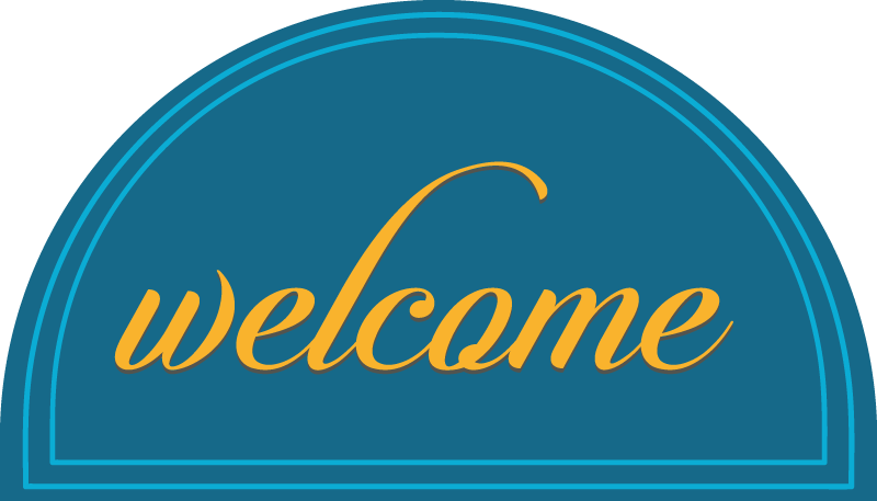 玄関マットビニール青い歓迎デザイン - TENSTICKERS