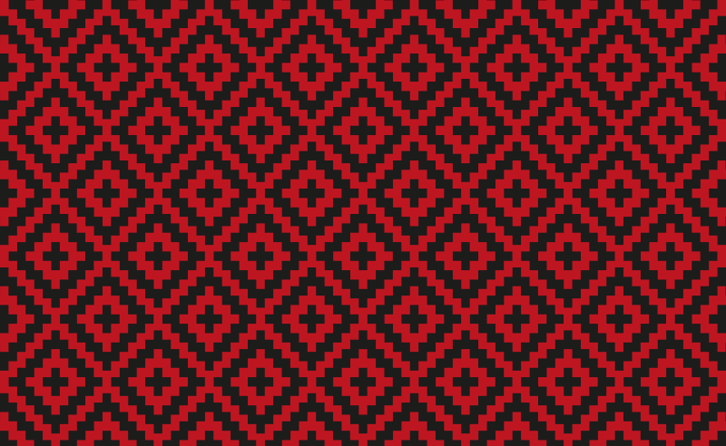 ダイニングルーム ビニールマット 赤い幾何学模様 - TENSTICKERS