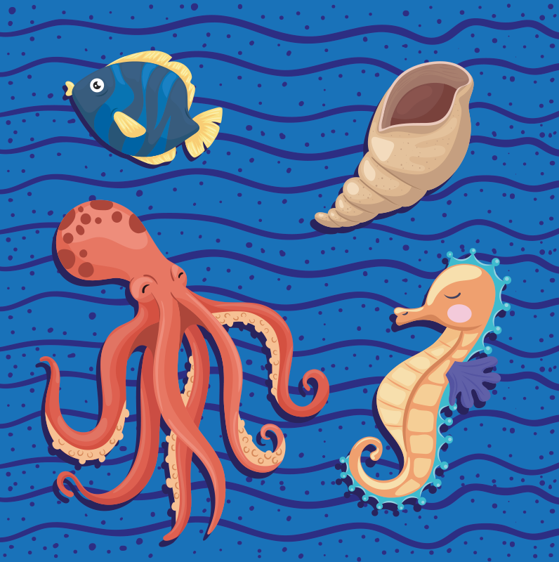 子供 ビニールマット 海の生き物で遊ぼう - TENSTICKERS